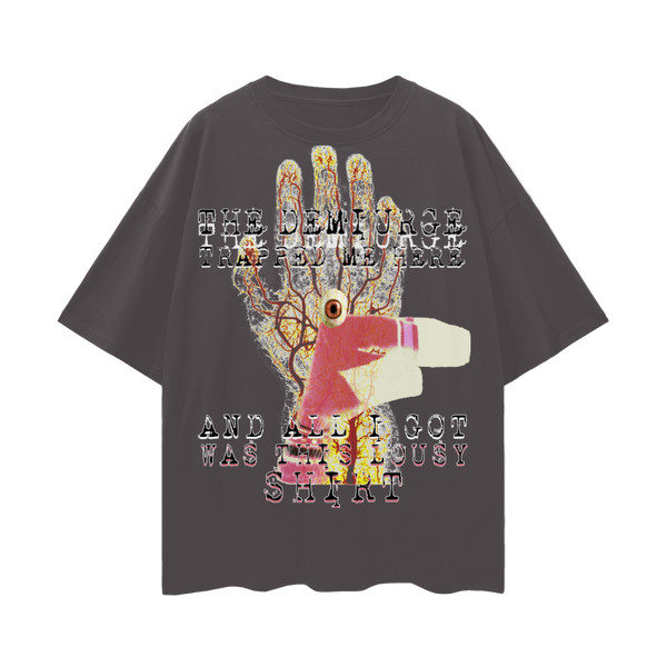 Demiurge Gnostic T-Shirt – Oversized Funny Esoteric Tee, 190 GSM 100% Cotton, Unisex Loose Fit, Occult Meme Aesthetic, High-Quality Print