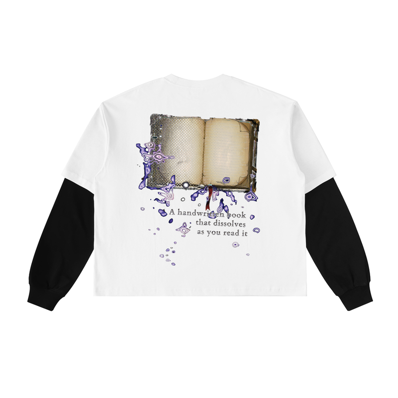 Purchase Layered Contrast Sleeve Cotton T-Shirt Motivational Phrase
