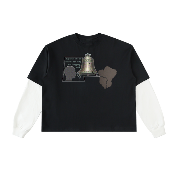 Purchase Layered Contrast Sleeve Cotton T-Shirt Motivational Phrase