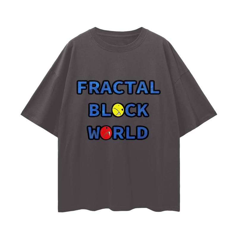 Fractal Block World Game Loose Drop Shoulder T-Shirt