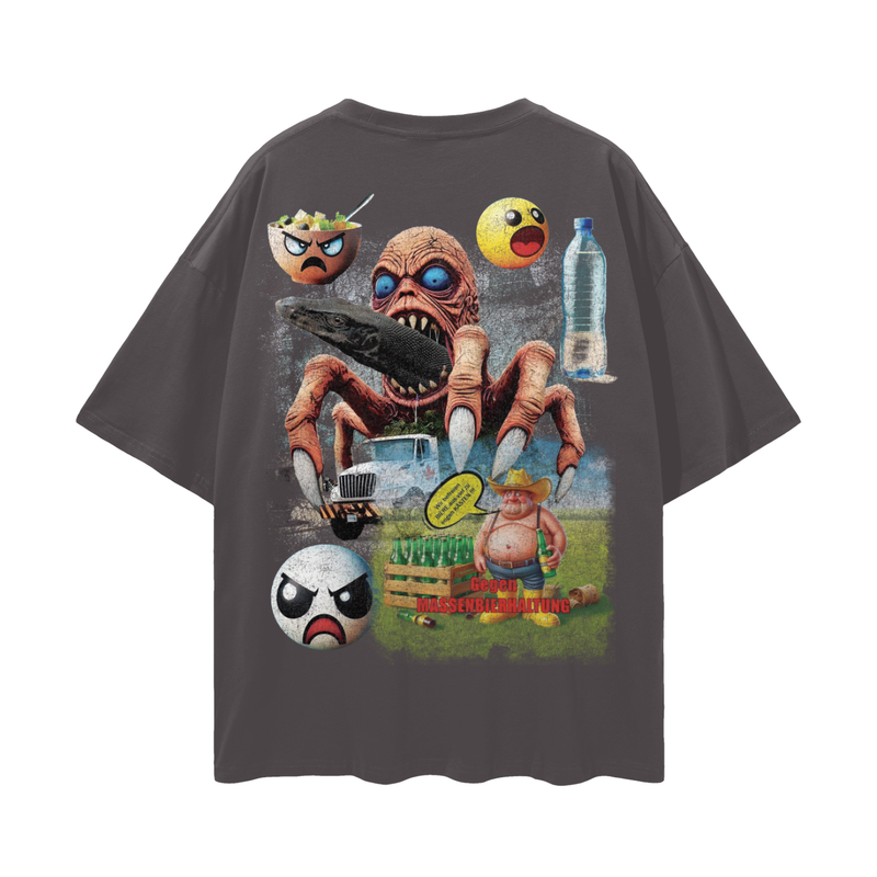 1_&2Water_3Monitor_4Lizard_5Tee% 1Hopecore_Viral6_Marketing7_Reel8 Oversize Deep Drop Shoulder Tee - 190 GSM