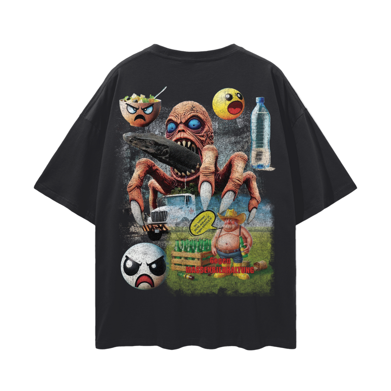 1_&2Water_3Monitor_4Lizard_5Tee% 1Hopecore_Viral6_Marketing7_Reel8 Oversize Deep Drop Shoulder Tee - 190 GSM