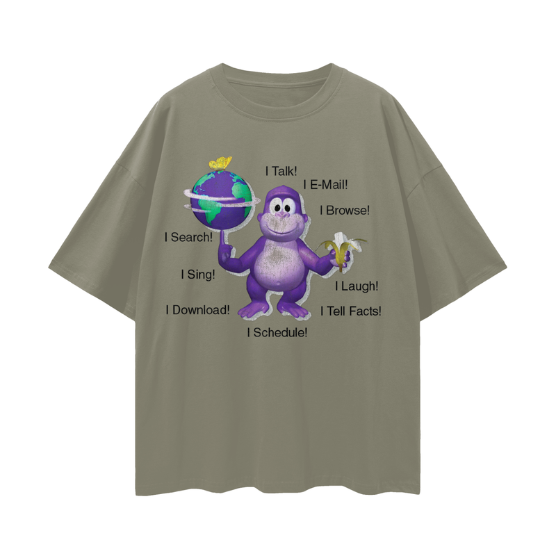 Clippy & BonziBuddy Vintage Style Tee | Digital Consumer Rights Activism Nostalgia Tee | Oversize Fit Drop Shoulder Tee High Quality Print
