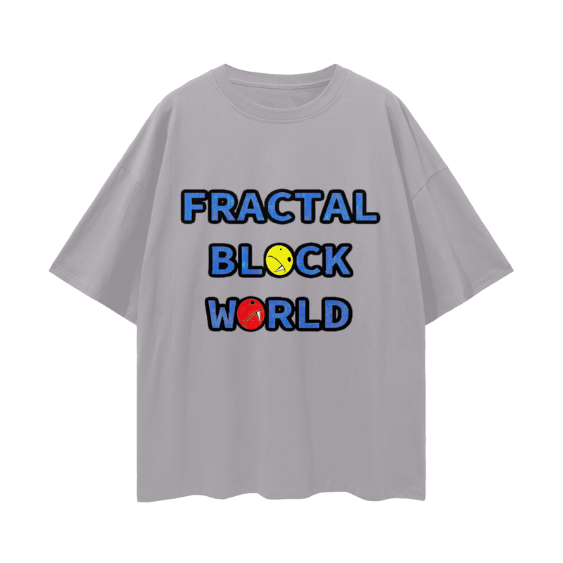 Fractal Block World Game Loose Drop Shoulder T-Shirt