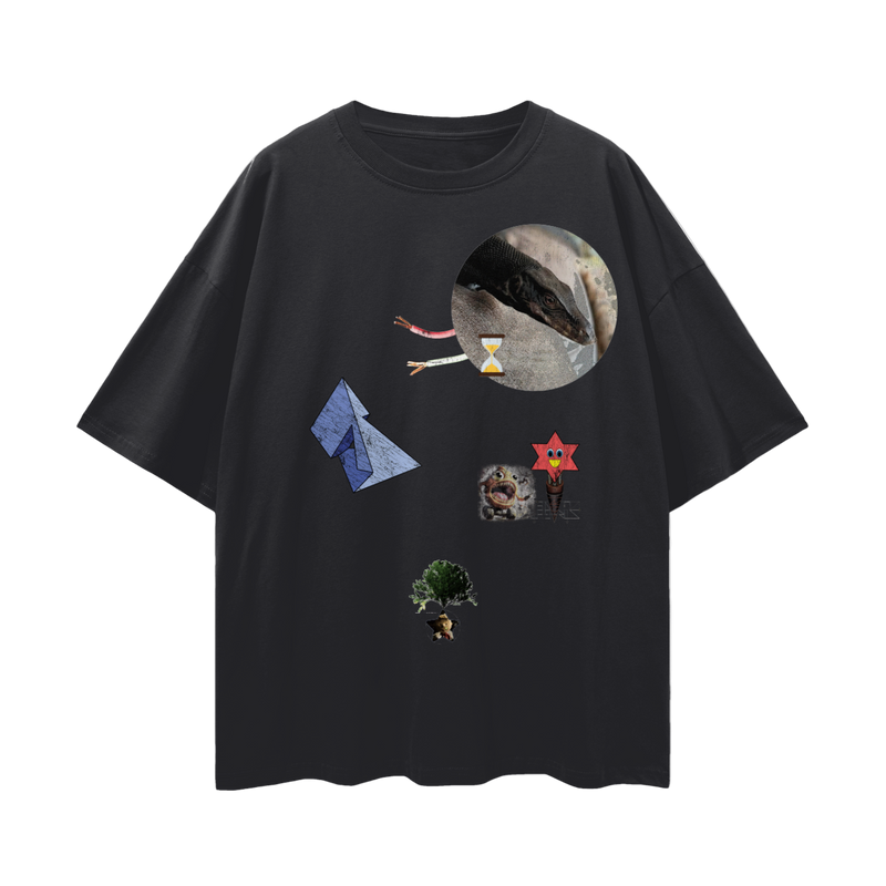 1_&2Water_3Monitor_4Lizard_5Tee% 1Hopecore_Viral6_Marketing7_Reel8 Oversize Deep Drop Shoulder Tee - 190 GSM