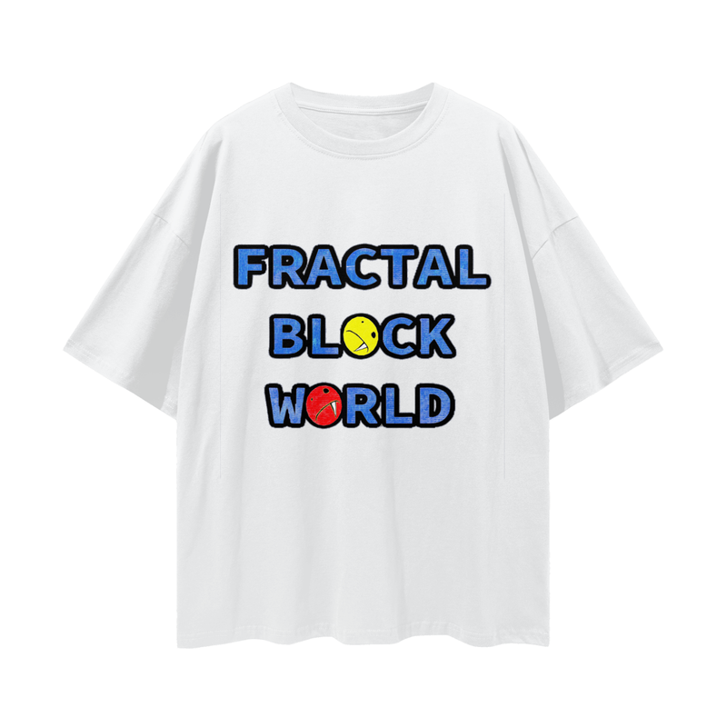 Fractal Block World Game Loose Drop Shoulder T-Shirt