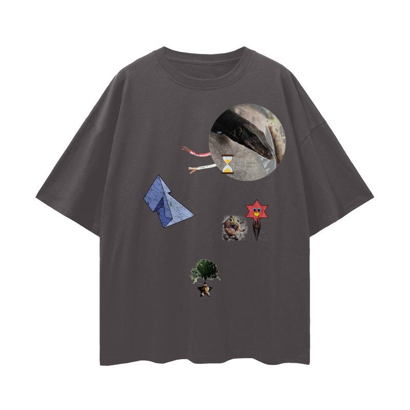1_&2Water_3Monitor_4Lizard_5Tee% 1Hopecore_Viral6_Marketing7_Reel8 Oversize Deep Drop Shoulder Tee - 190 GSM
