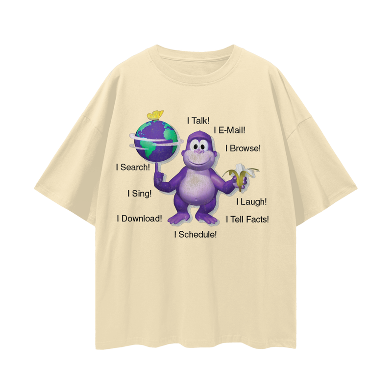 Clippy & BonziBuddy Vintage Style Tee | Digital Consumer Rights Activism Nostalgia Tee | Oversize Fit Drop Shoulder Tee High Quality Print