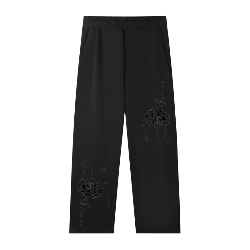 Neo Tribal Sigilism Essential Straight-Leg Dark Bio-Organic Sweatpants – Ethereal Goth Sigil Graphic Joggers