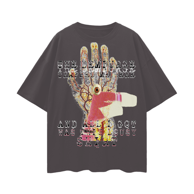 Demiurge Gnostic T-Shirt – Oversized Funny Esoteric Tee, 190 GSM 100% Cotton, Unisex Loose Fit, Occult Meme Aesthetic, High-Quality Print