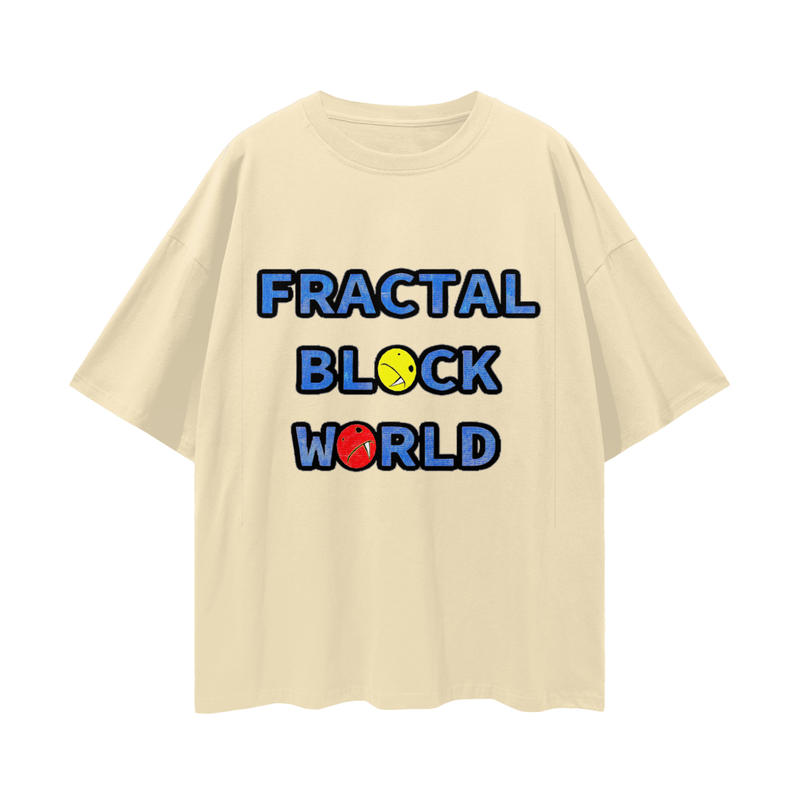 Fractal Block World Game Loose Drop Shoulder T-Shirt