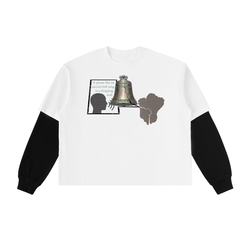 Purchase Layered Contrast Sleeve Cotton T-Shirt Motivational Phrase