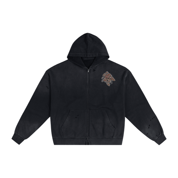 The Figurant Hand-Frayed Sunfade Zip Hoodie