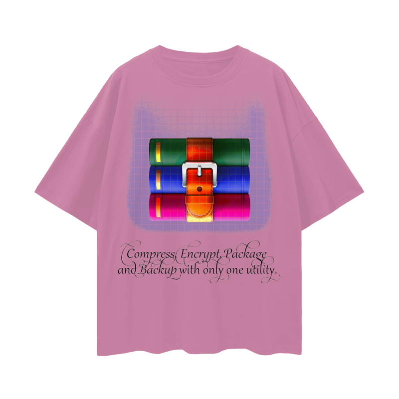 WinRAR T-Shirt – Compress Encrypt Package Backup Tee, 100% Cotton Loose Fit, Tech Nostalgia Aesthetic, High-Quality Print
