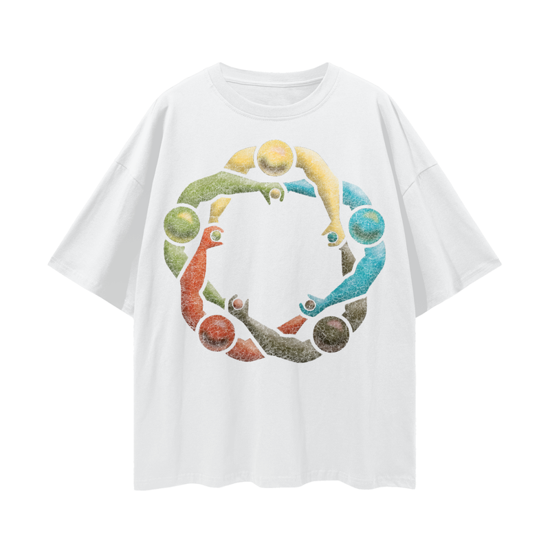 Two Hands Each For World Peace Oversize Deep Drop Shoulder Tee - 190 GSM Premium 100% Cotton Unisex Loose Fit, High-Quality Print, Soft Feel