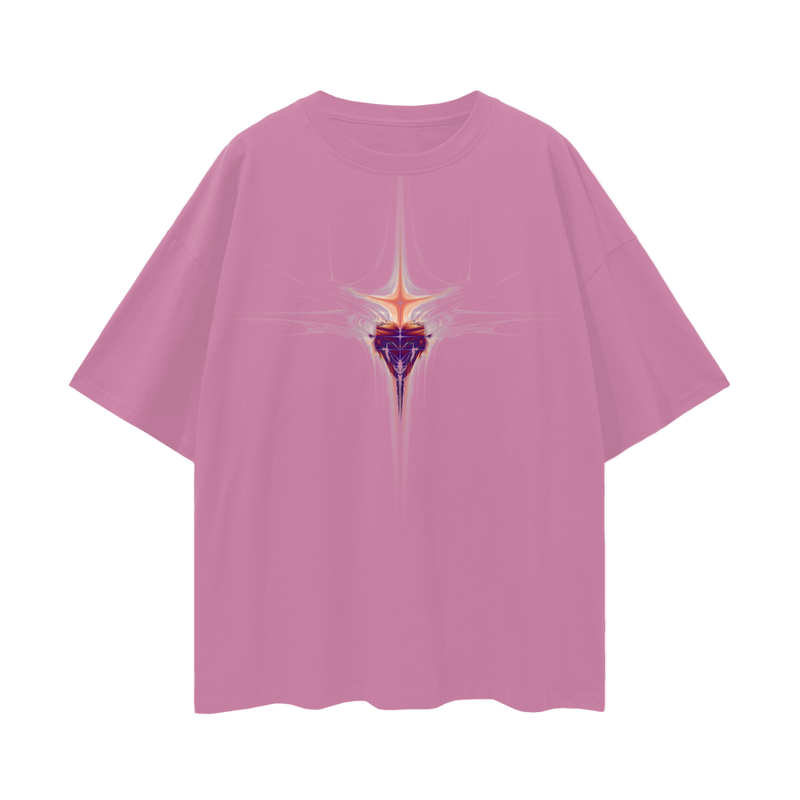 Bleeding Fractal Heart T-Shirt – Oversized Psychedelic Gothic Tee, 190 GSM 100% Cotton, Unisex Loose Fit, Surreal Emotional Aesthetic