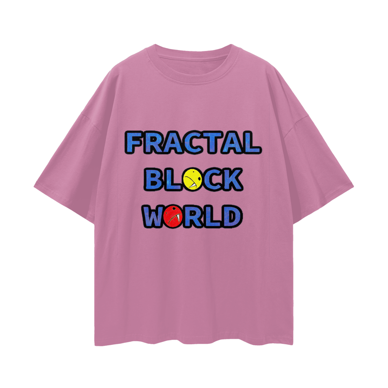 Fractal Block World Game Loose Drop Shoulder T-Shirt