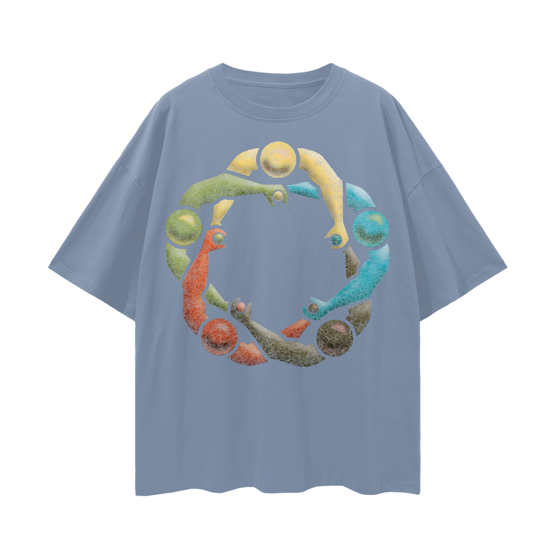 Two Hands Each For World Peace Oversize Deep Drop Shoulder Tee - 190 GSM Premium 100% Cotton Unisex Loose Fit, High-Quality Print, Soft Feel