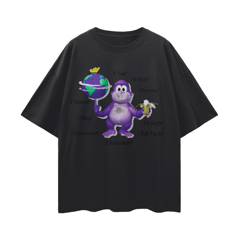 Clippy & BonziBuddy Vintage Style Tee | Digital Consumer Rights Activism Nostalgia Tee | Oversize Fit Drop Shoulder Tee High Quality Print