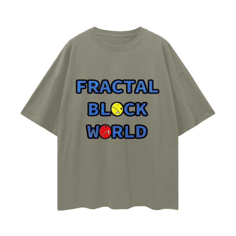 Fractal Block World Game Loose Drop Shoulder T-Shirt