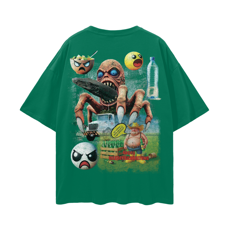 1_&2Water_3Monitor_4Lizard_5Tee% 1Hopecore_Viral6_Marketing7_Reel8 Oversize Deep Drop Shoulder Tee - 190 GSM