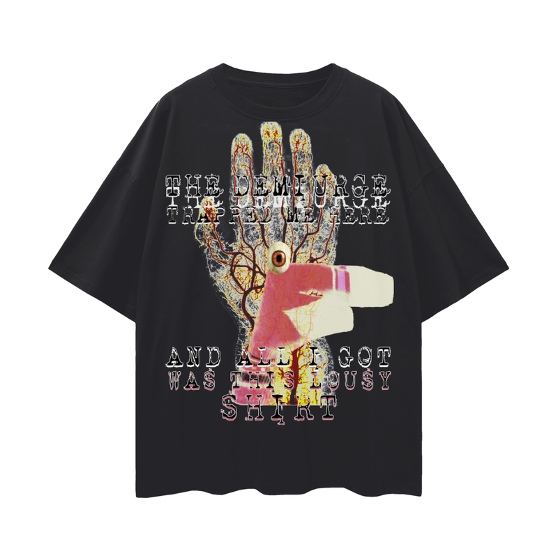 Demiurge Gnostic T-Shirt – Oversized Funny Esoteric Tee, 190 GSM 100% Cotton, Unisex Loose Fit, Occult Meme Aesthetic, High-Quality Print