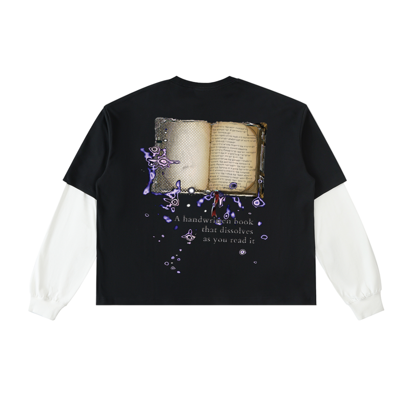 Purchase Layered Contrast Sleeve Cotton T-Shirt Motivational Phrase