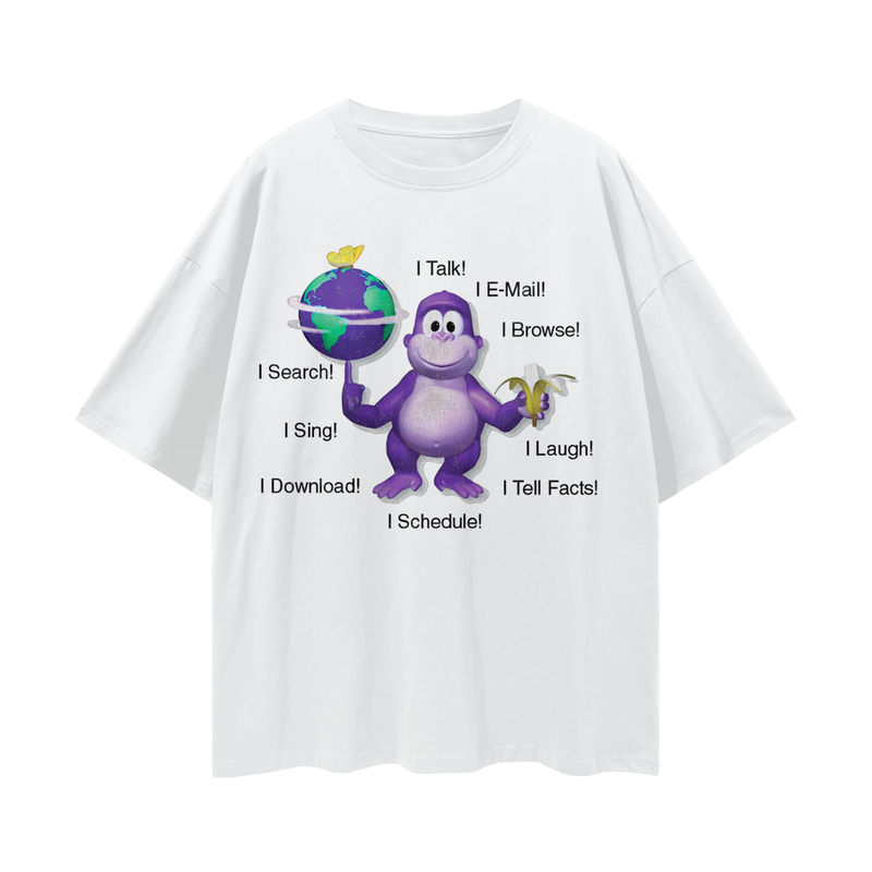 Clippy & BonziBuddy Vintage Style Tee | Digital Consumer Rights Activism Nostalgia Tee | Oversize Fit Drop Shoulder Tee High Quality Print