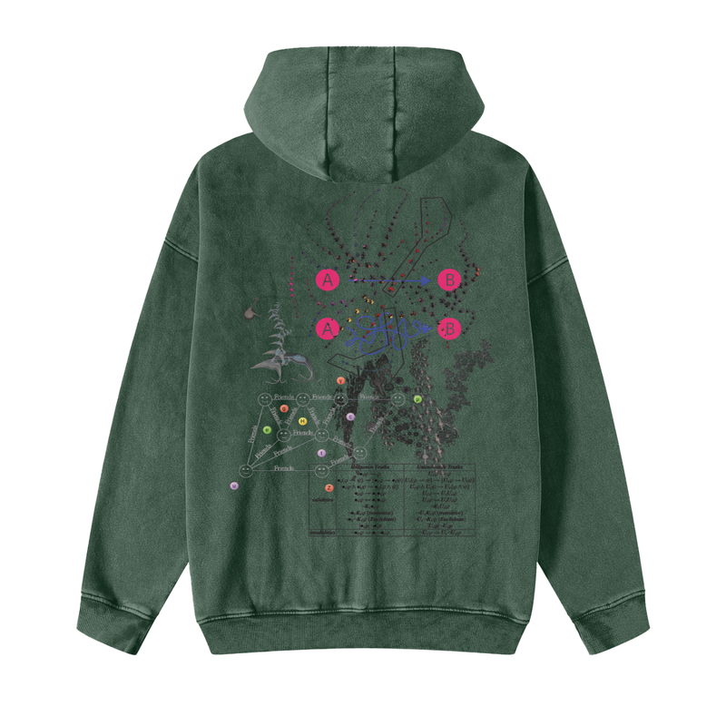 Information Overload Zip Up Hoodie | Algorithmic Network Graph Fleece, Post-Internet Streetwear Snow Washed Zip-Through Fleece Hoodie