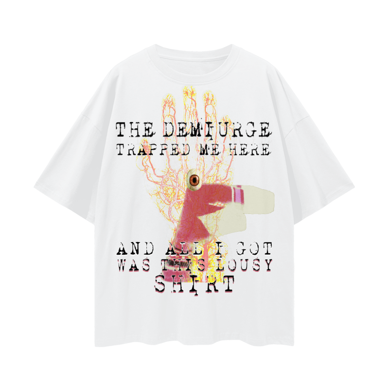 Demiurge Gnostic T-Shirt – Oversized Funny Esoteric Tee, 190 GSM 100% Cotton, Unisex Loose Fit, Occult Meme Aesthetic, High-Quality Print