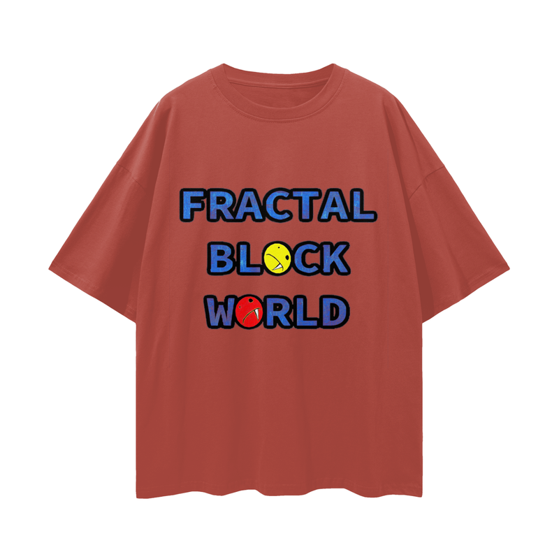 Fractal Block World Game Loose Drop Shoulder T-Shirt