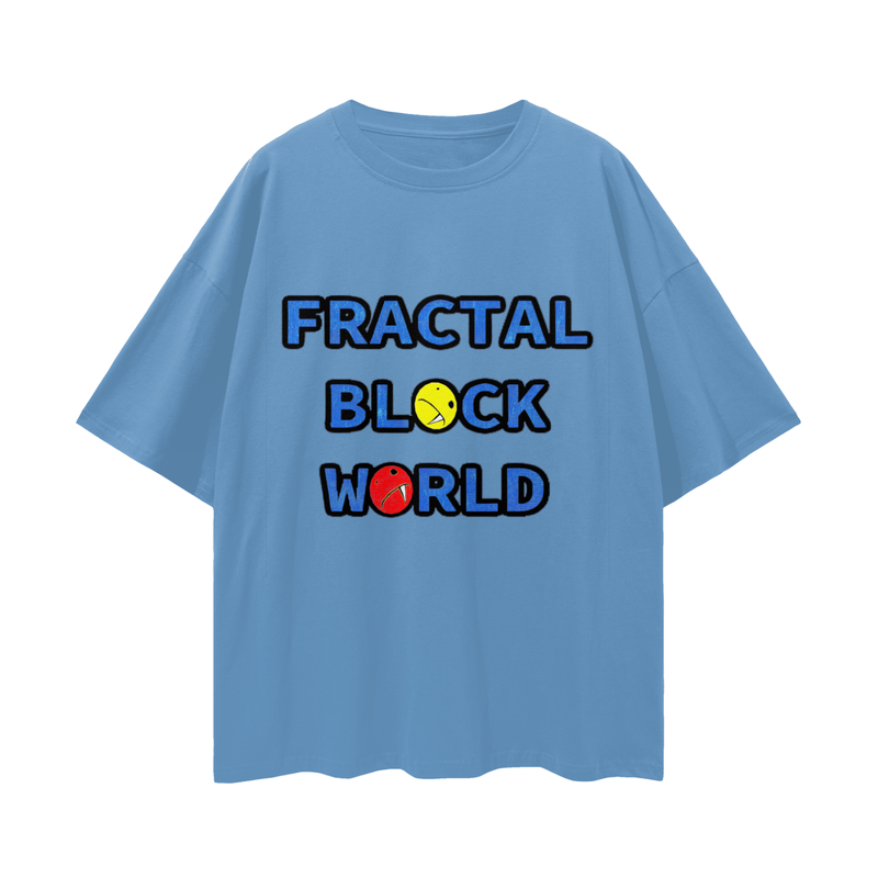 Fractal Block World Game Loose Drop Shoulder T-Shirt