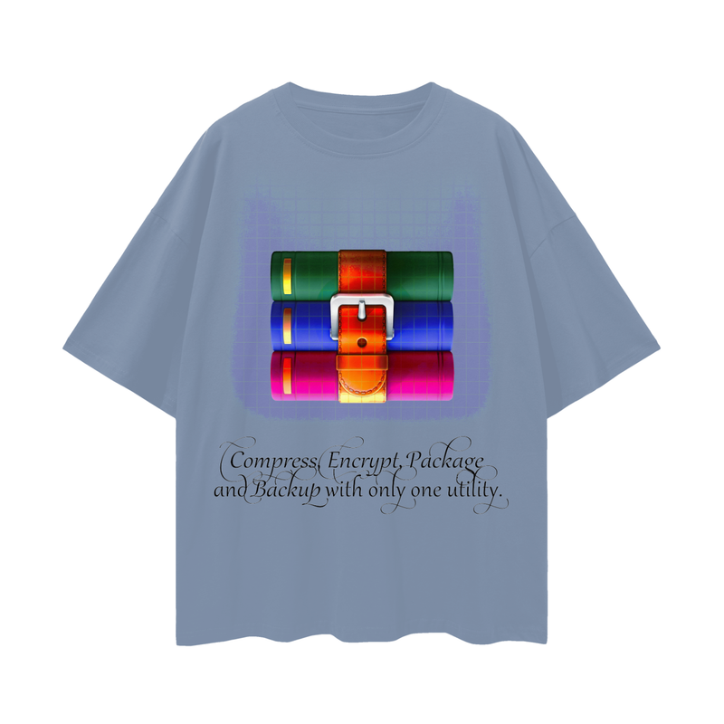 WinRAR T-Shirt – Compress Encrypt Package Backup Tee, 100% Cotton Loose Fit, Tech Nostalgia Aesthetic, High-Quality Print