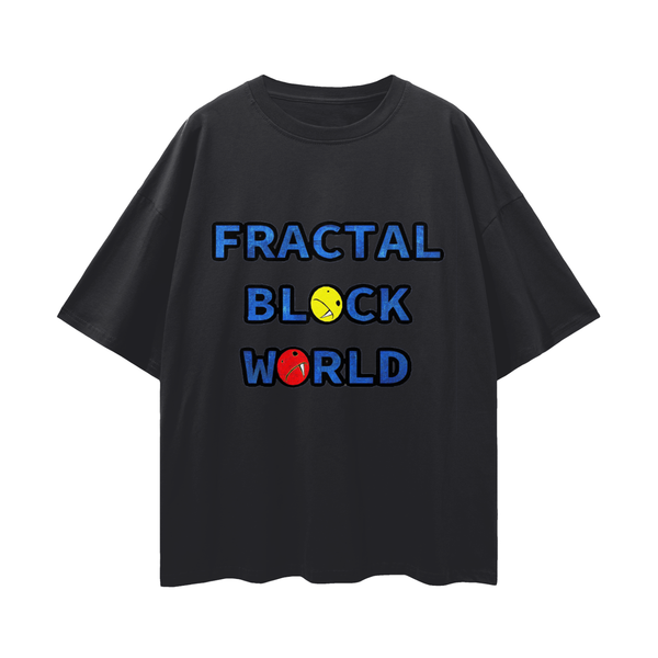 Fractal Block World Game Loose Drop Shoulder T-Shirt