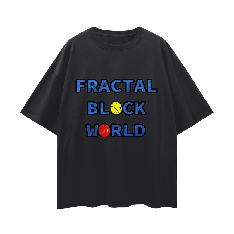 Fractal Block World Game Loose Drop Shoulder T-Shirt