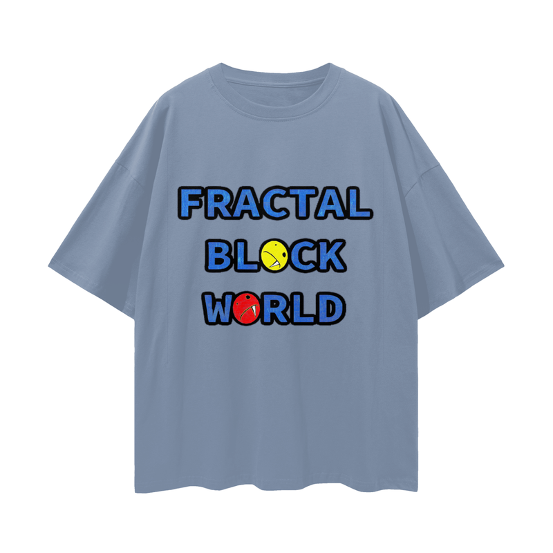 Fractal Block World Game Loose Drop Shoulder T-Shirt