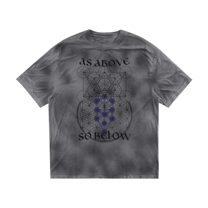 Mystic Alchemy T-Shirt – Oversized Esoteric Hermetic Tee, Dirty Wash 100% Cotton, Unisex Loose Fit, Occult Aesthetic, High-Quality Print