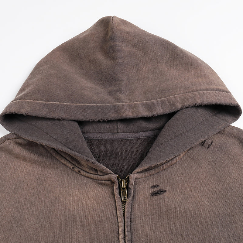 The Figurant Hand-Frayed Sunfade Zip Hoodie