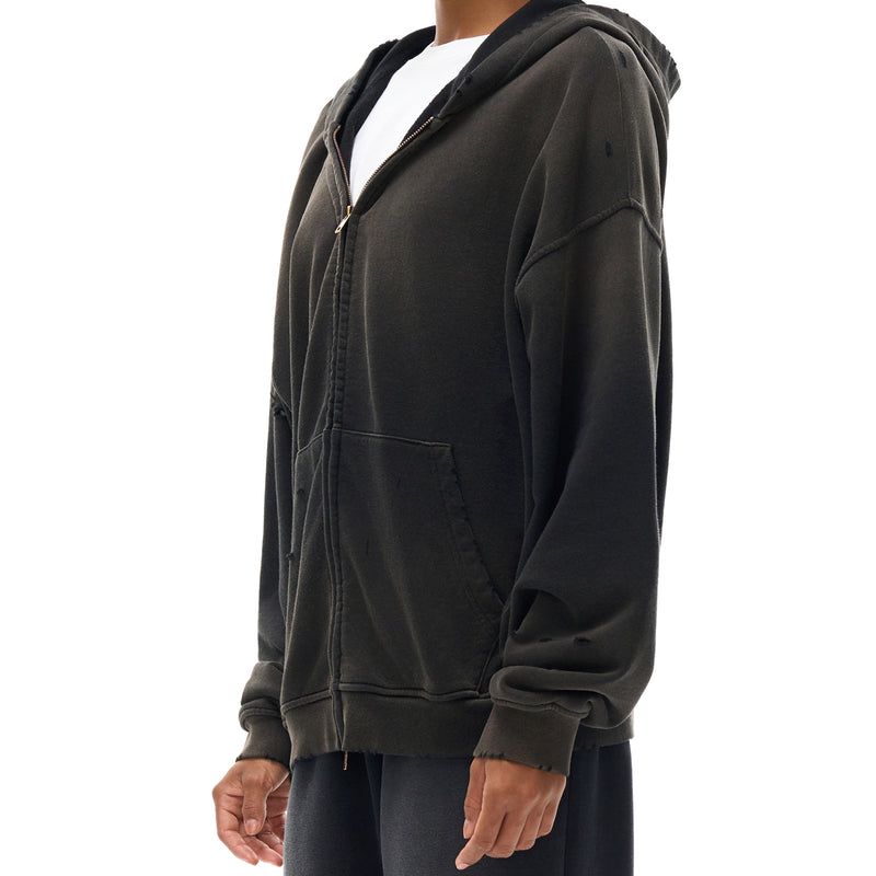 The Figurant Hand-Frayed Sunfade Zip Hoodie