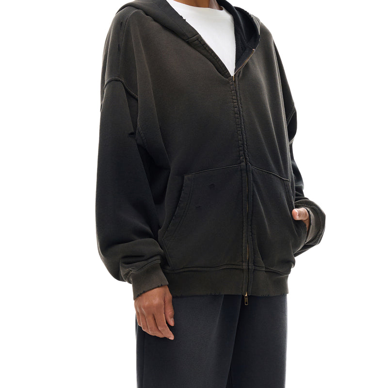 The Figurant Hand-Frayed Sunfade Zip Hoodie