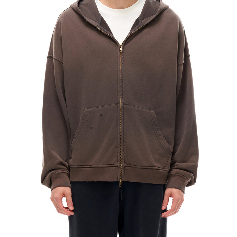 The Figurant Hand-Frayed Sunfade Zip Hoodie