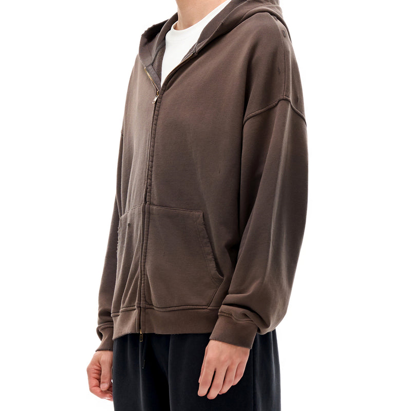 The Figurant Hand-Frayed Sunfade Zip Hoodie