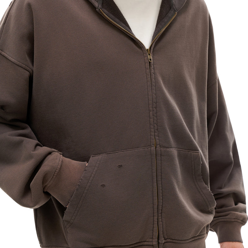 The Figurant Hand-Frayed Sunfade Zip Hoodie